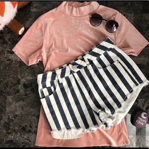 Women’s Refuge High Rise Striped Jean Shorts